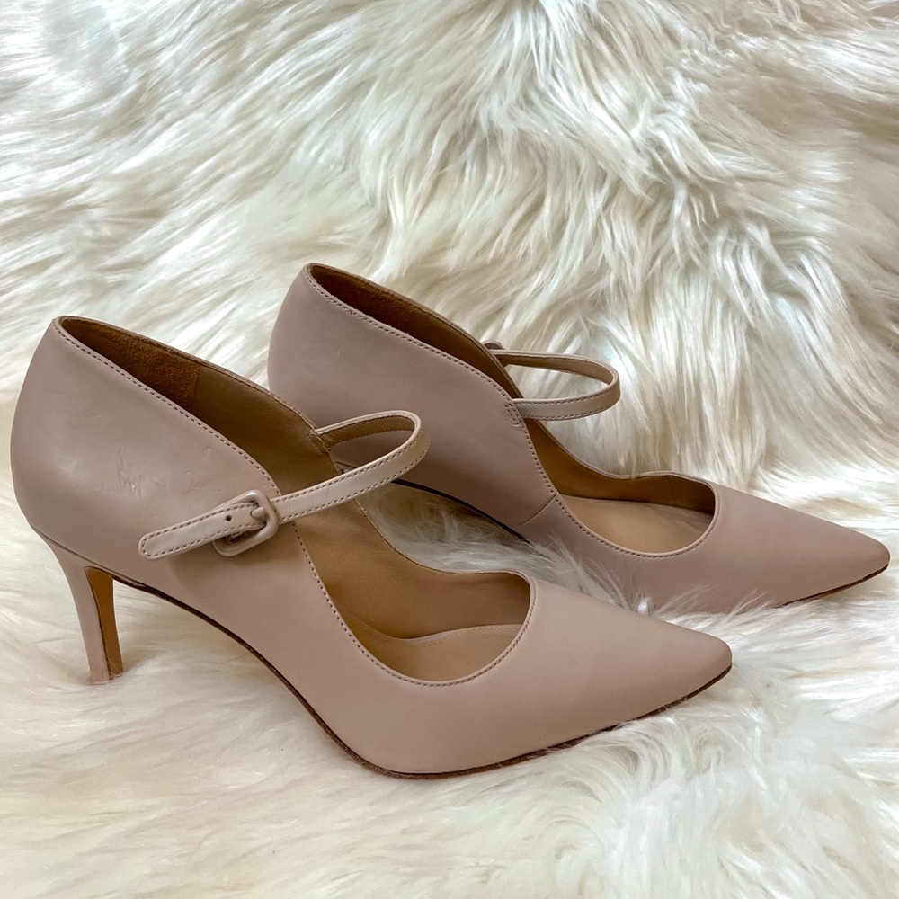 Via Spiga Camilla Leather Mary Jane Heels | Light Taupe | Size 6.5